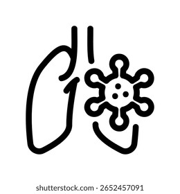 Outline icon depicting coronavirus impact on the respiratory system