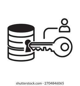 Icono de esquema que representa la seguridad de la base de datos, el control de acceso y la configuración del sistema de administración de autenticación de usuario. Gráfico de Vector minimalista.