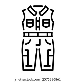 Outline icon depicting a fashionable jumpsuit 