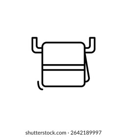 Outline Icon Depicting A Folded Towel Hanging On A Towel Rack