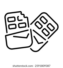 Outline icon depicting two chocolates 