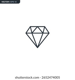 Outline icon of a diamond. Represents luxury assets, high-value investments, or premium finance symbols.