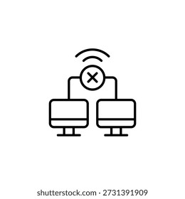 Outline Icon Displaying Wireless Network Connection Failure Between Two