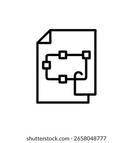 Outline icon a document with a flowchart diagram vector
