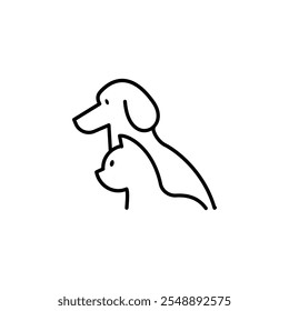 Outline icon of a dog and cat together, perfect for pet care, animal lovers, and veterinary themes.