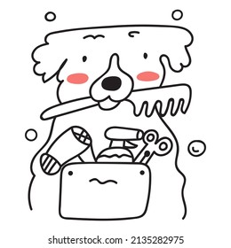 Icono de esquema. Perro cogiendo. Ilustración vectorial sobre fondo blanco.