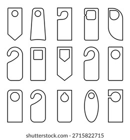 Outline icon of Door hanger vector set. Silhouette of hotel doorhanger vector symbol design for app, logo, web and more. Empty door flyer or do not disturb icon Vector illustration.