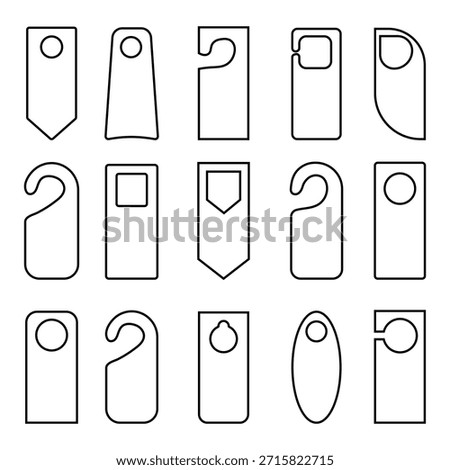 Outline icon of Door hanger vector set. Silhouette of hotel doorhanger vector symbol design for app, logo, web and more. Empty door flyer or do not disturb icon Vector illustration.