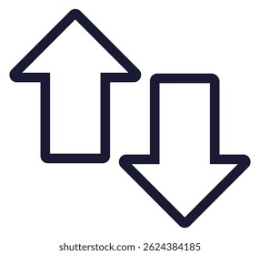 Outline icon of up and down arrow isolated on white background.