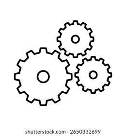 Outline icon easy operation process, maintenance customize, engineering. Line sign human hand holding a gear, cogwheel