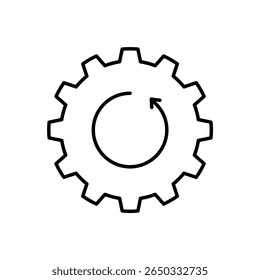 Outline icon easy operation process, maintenance customize, engineering. Line sign human hand holding a gear, cogwheel