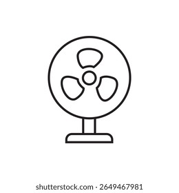 Outline icon of an electric fan. Great for cooling devices, air circulation, home appliances, and summer season elements. Editable stroke, vector.
