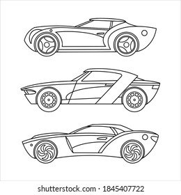Outline icon emblem. Sport car collection. Vector illustration