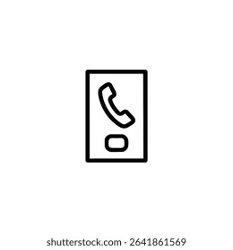 Outline icon of an emergency call box with a telephone receiver or button shape. Monochrome vector for public safety or assistance themes.