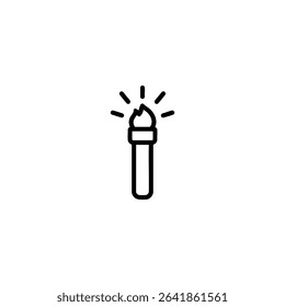Outline icon of an emergency flare stick with a wider burning top section. Monochrome vector for roadside assistance or distress signal themes.