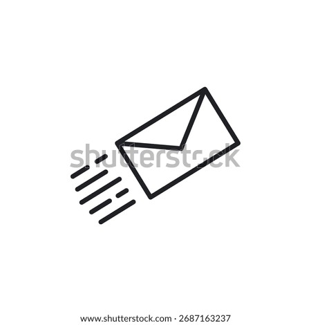 Outline icon of an envelope with motion lines, indicating a fast sending email.