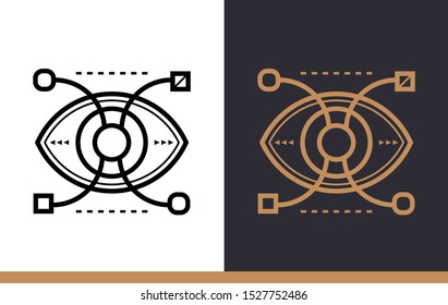 Outline icon of Eye tracking. Virtual and augmented reality gadgets. Suitable for banners, mobile application, website, interfaces and prints