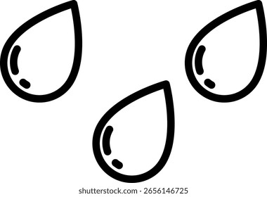 Icono de contorno de gotas de agua que caen. Vector de estilo lineal con trazo editable. Adecuado para diseños de lluvia y otoño.