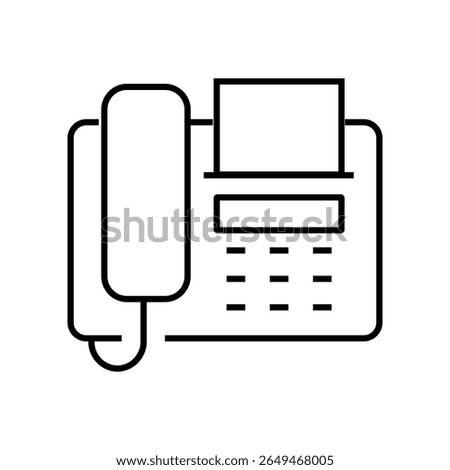 Outline icon of a fax machine. Ideal for representing traditional communication, document transfer, and office equipment. Editable stroke, vector illustration.