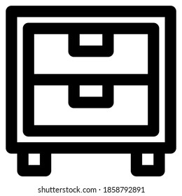 Outline icon of a Filing Cabinet, suitable for a part of the office icon set
