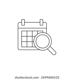 Outline icon for finding dates, searching events, or exploring schedules.