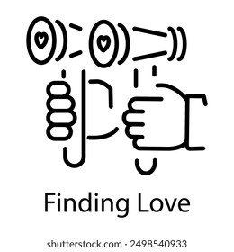 An outline icon of finding love with binoculars 