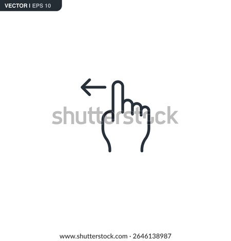Outline icon of finger swiping left. Often used to dismiss or go back. Suitable for mobile interfaces, app onboarding, and gesture instruction screens.