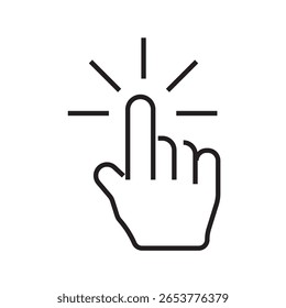 Ícone de contorno de um toque com o dedo, representando a interação com a tela de toque ou o comando de gesto. traçado editável. ilustração de vetor
