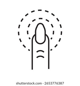Icono de contorno de una huella digital con círculo de escaneo, que representa la autenticación biométrica o la seguridad. trazo editable. Ilustración vectorial