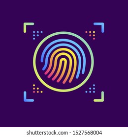 Outline icon Fingerprint security. Virtual and augmented reality gadgets. Suitable for banners, mobile application, website, interfaces and print