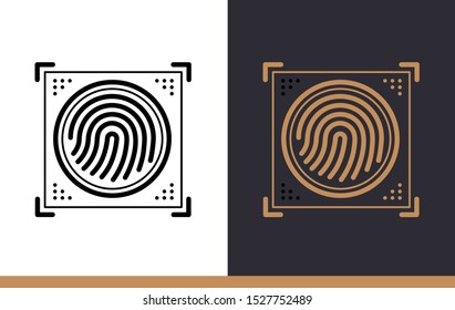 Outline icon of Fingerprint security. Virtual and augmented reality gadgets. Suitable for banners, mobile application, website, interfaces and prints