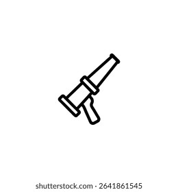 Outline icon of a fire hose nozzle with its tapered shape and handle grip. Monochrome vector for firefighting or emergency equipment themes.