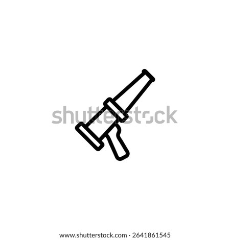 Outline icon of a fire hose nozzle with its tapered shape and handle grip. Monochrome vector for firefighting or emergency equipment themes.