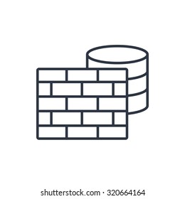 outline icon of firewall and database