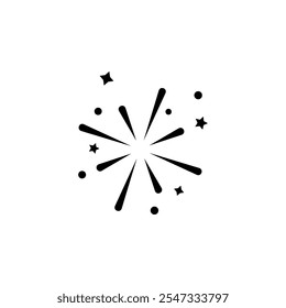 Outline icon of a firework burst, ideal for celebrations, holidays, and festive designs.