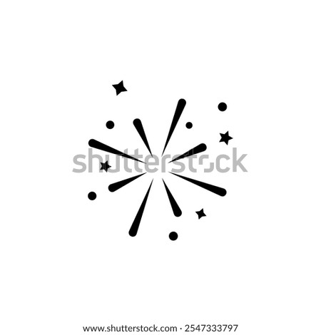 Outline icon of a firework burst, ideal for celebrations, holidays, and festive designs.