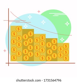 Outline icon of flat design element finance objects: banking services, currency milestones, financial items, money symbol, currency exchange process. Vector pictogram design concept.