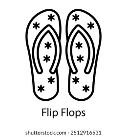 An outline icon of flip flops  