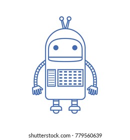 Outline icon is a friendly robot on white background. Design for web applications, chats, automatic services. Vector illustration.