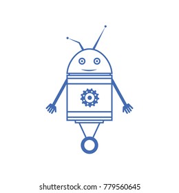 Outline icon is a friendly robot on white background. Design for web applications, chats, automatic services. Vector illustration.
