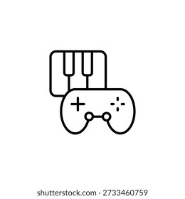 Icono de esquema del controlador de juego y diseño de teclado de piano