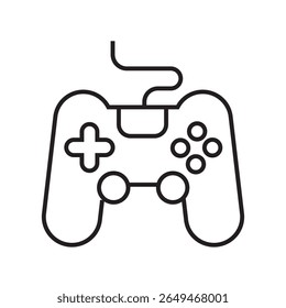 Outline icon of game controller. Represents gaming, entertainment, electronic device, and interactive media. Editable stroke, vector illustration.