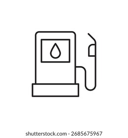 Icono de contorno de una bomba de gasolina que representa la fuente de energía de combustible y petróleo.