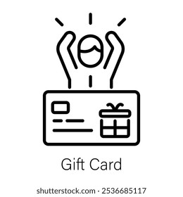 An outline icon of gift card 