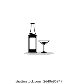 
outline icon of a glass of drink and a bottle