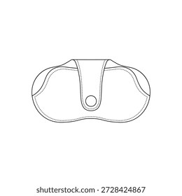 Un icono de contorno de gafas en una funda en un estilo de línea simple. Esta Ilustración vectorial de gafas en una caja aislada sobre un fondo blanco es perfecta para conceptos de diseño relacionados con los viajes, la salud y el ocio.