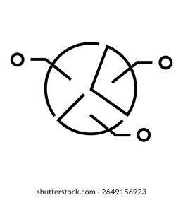 Outline icon of a globe and bar chart, symbolizing worldwide data analysis and statistics. Editable stroke. Vector illustration.