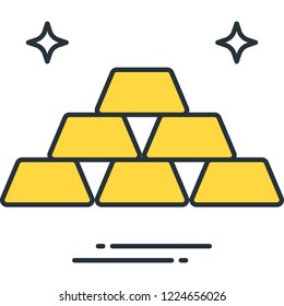 Outline icon of gold bars vector illustration
