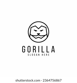 outline icon gorilla, Kingkong, monkey logo design with modern, simple and line art styles