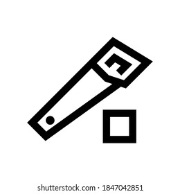 Outline icon. Hand saw. Emblem. Vector illustration